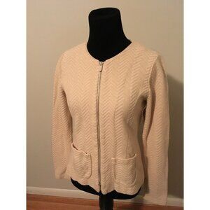 Rosie Neira Cream Zig Zag Zippered Jacket, Size Small